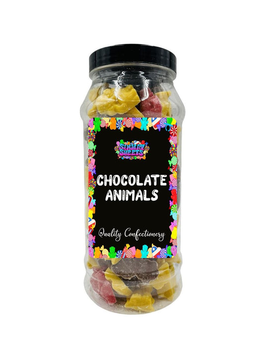 Deluxe Chocolate Animal Shapes - Milk, White & Pink - Retro Sweets Gift Jar