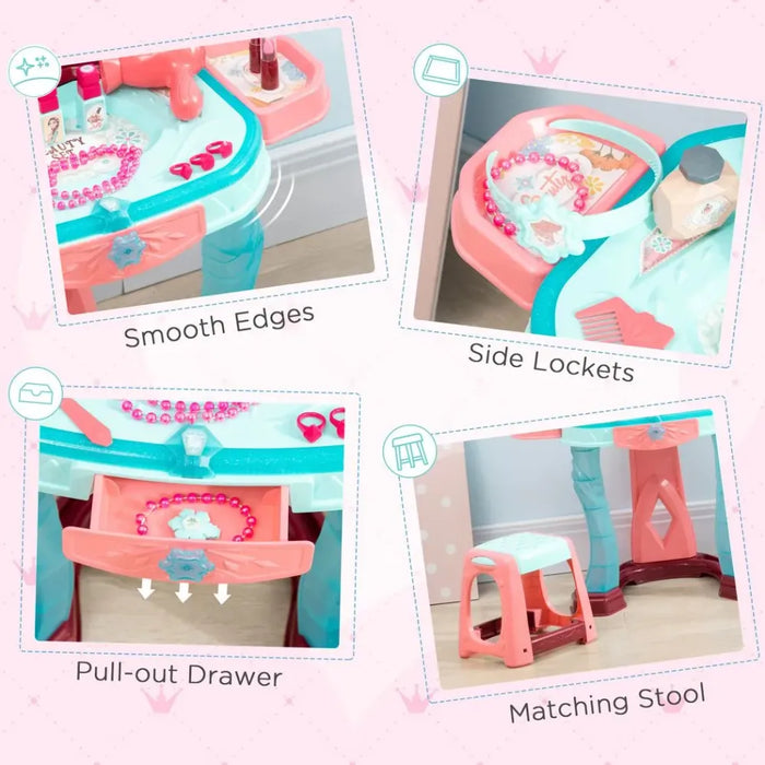 31 Piece Kids Dressing Table - Magical Princess Mirror, Light, Music