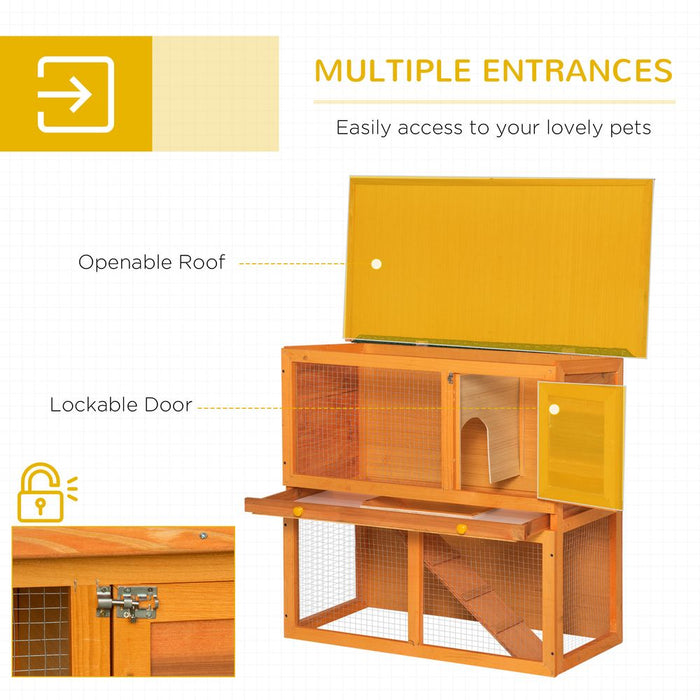 2-tier Rabbit Hutch Small Animal House | Outdoor Backyard | All-Weather Resistant | Multiple Sizes | Solid Construction