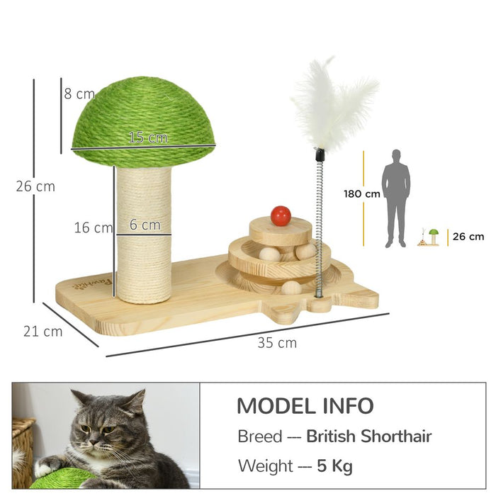 PawHut Mushroom Cat-Scratching Post w/Toy Balls - Premium Quality Indoor Cat Play Center - Durable & Entertaining - Grab Yours Now!