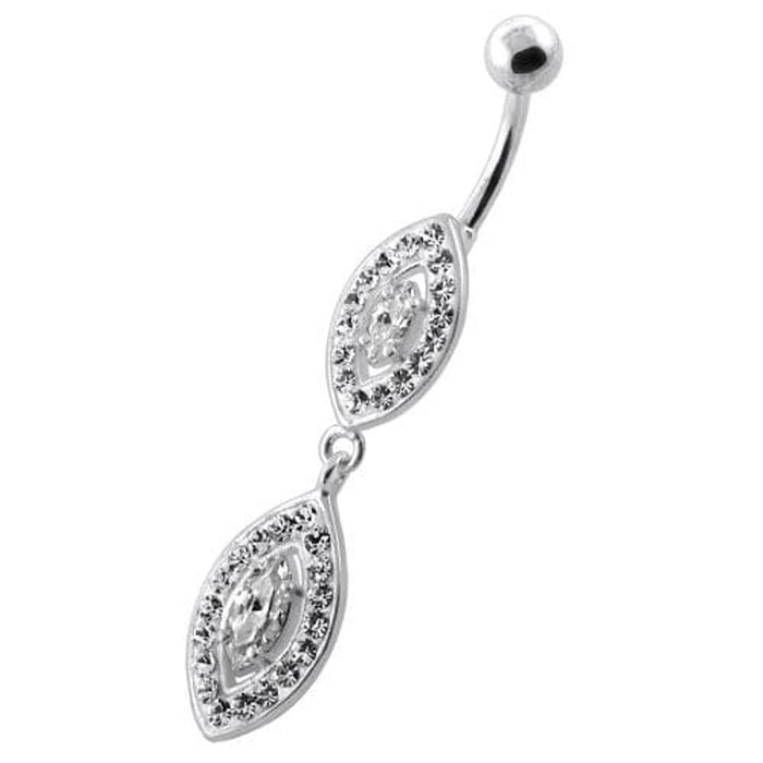 Multi Jeweled Twin Oval belly bar