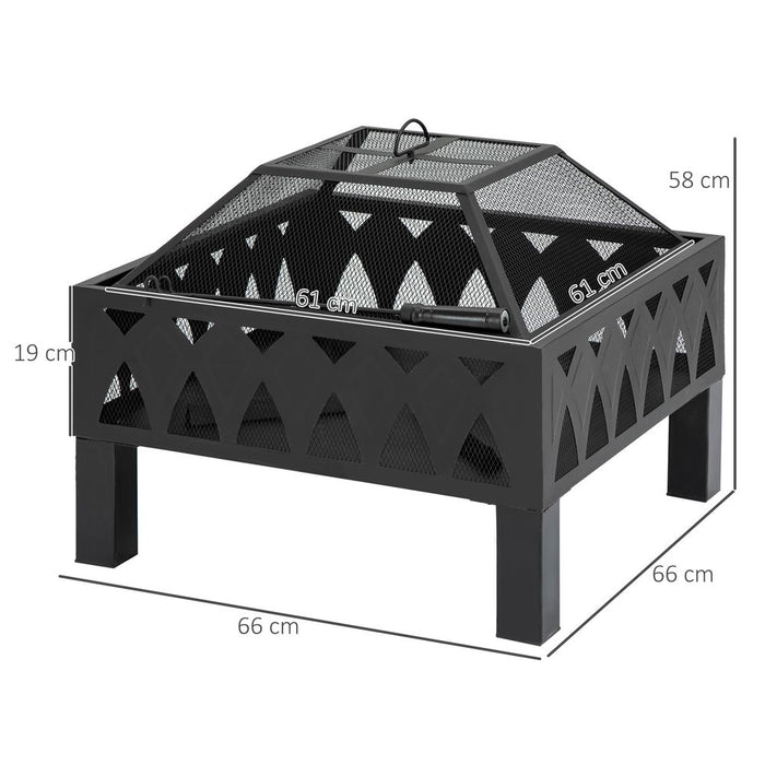 Premium Outdoor Fire Pit - Durable Metal, Wood Burner, Mesh Screen & Poker Included