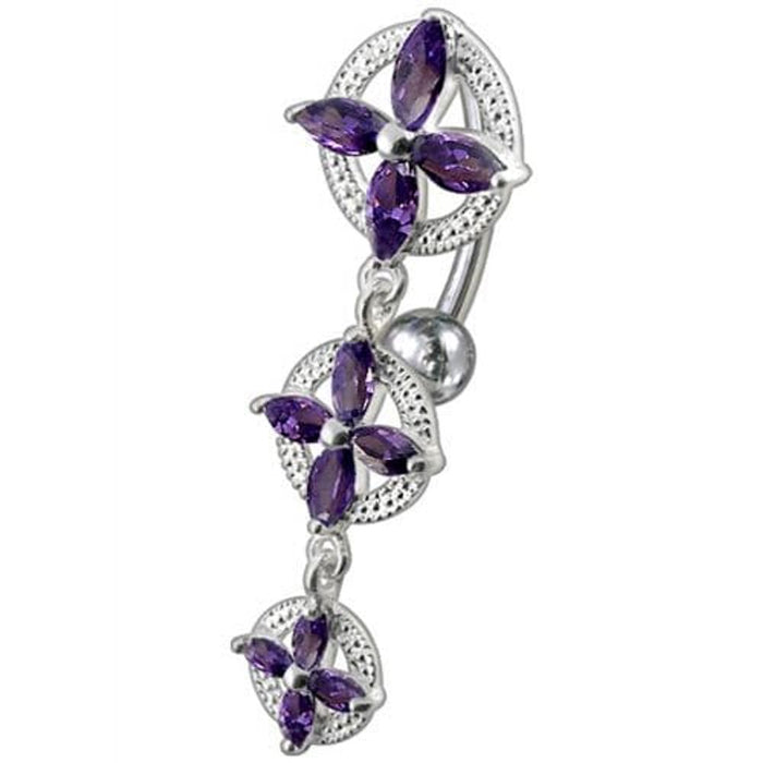 Fancy SS Jeweled Dangling Reverse Belly Ring