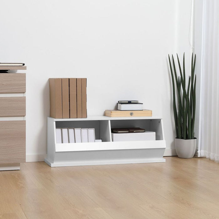 Storage Cabinet 2 Cube Storage Box for Living Room Play Room Bedroom, White