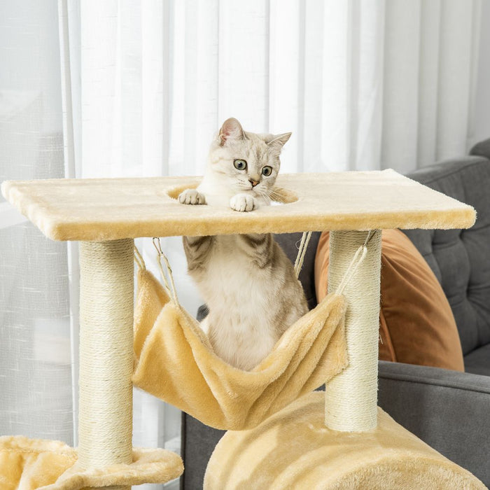 Premium Cat Tree - Sisal Scratching Post, Plush Hammock, Cozy House - Pawhut