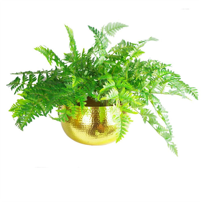 Large Metal Planter Bowl 32x20cm - Hammered Gold - Perfect for Plants and Display - Rustic Finish