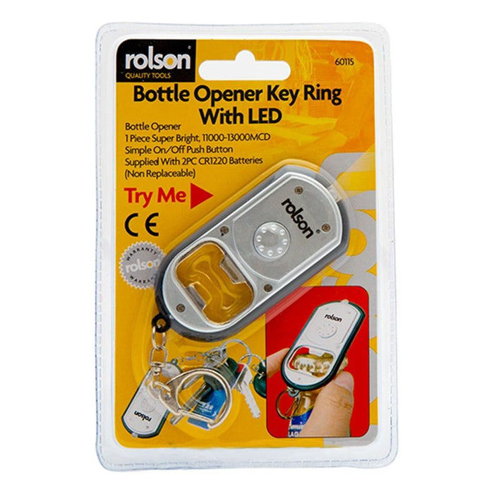 Rolson Bottle Opener Key Ring with LED & On/Off Button - High Quality