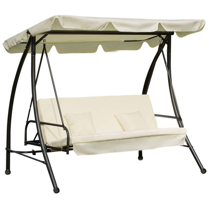 Outsunny 2-in-1 Swing Chair, Convertible Bed, Durable Steel Frame