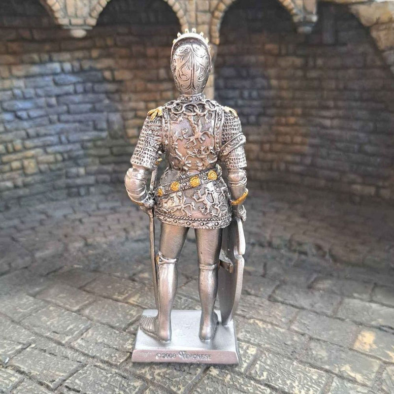 Knight with Fleur and Lion Shield (hand-cast statue sculpture) 11cm Height