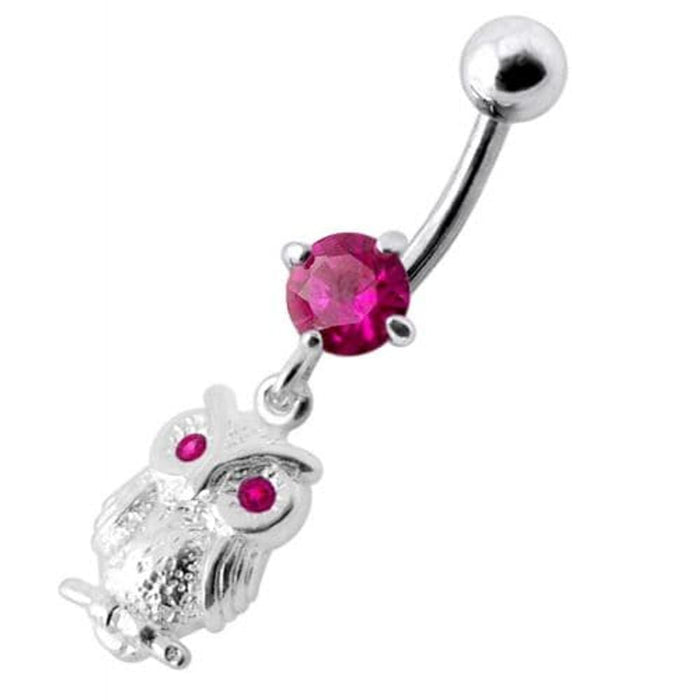 Jeweled Owl Navel Ring