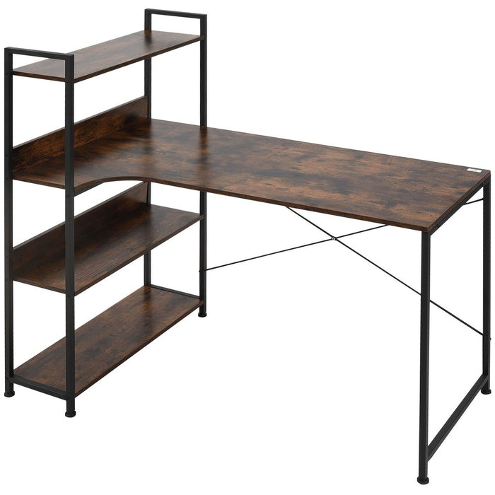 Retro Industrial Computer Desk with 4-Tier Storage Shelf - High-Quality, Stylish, & Organized