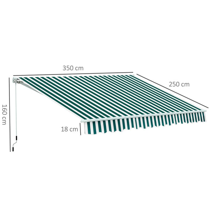 Outsunny Awning: Dark Green White Stripes 3.5x2.5M