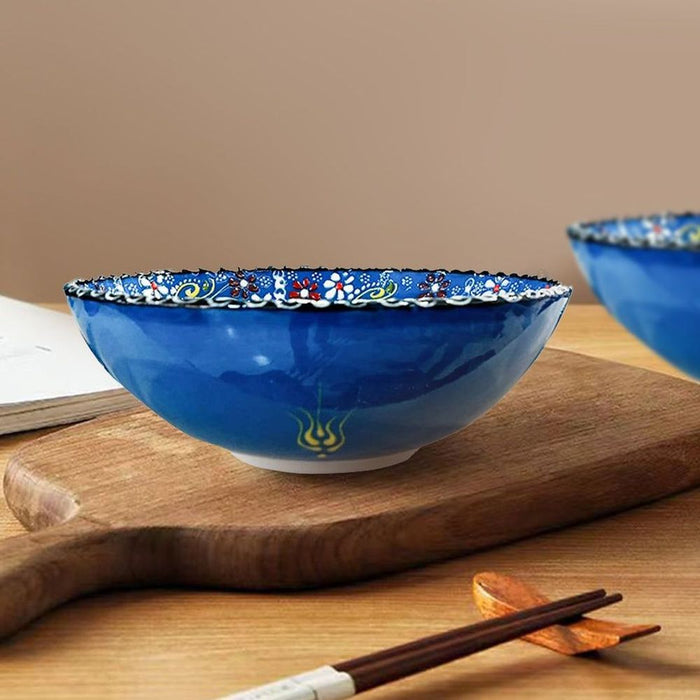 Handmade Ceramic Bowl Mexican Blue to Navy Blue 21cm