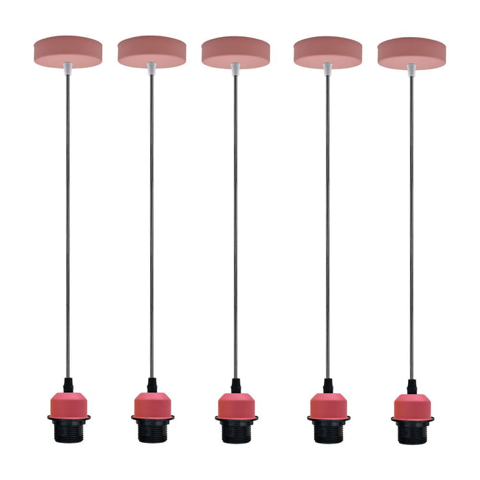 5 Pack Industrial Pendant Light Fitting, Lampshade Addable E27 Lamp Holder Light,