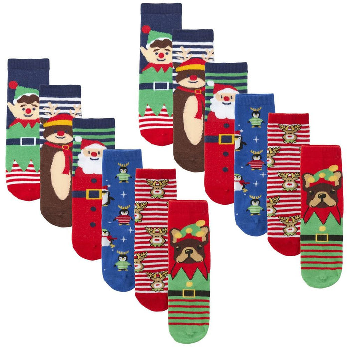 Kids 12 Pair Value Pack Festive Christmas Socks