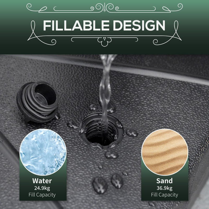 28kg Water/Sand-Filled Umbrella Stand | Outsunny | Black HDPE Base | Garden Parasol Holder