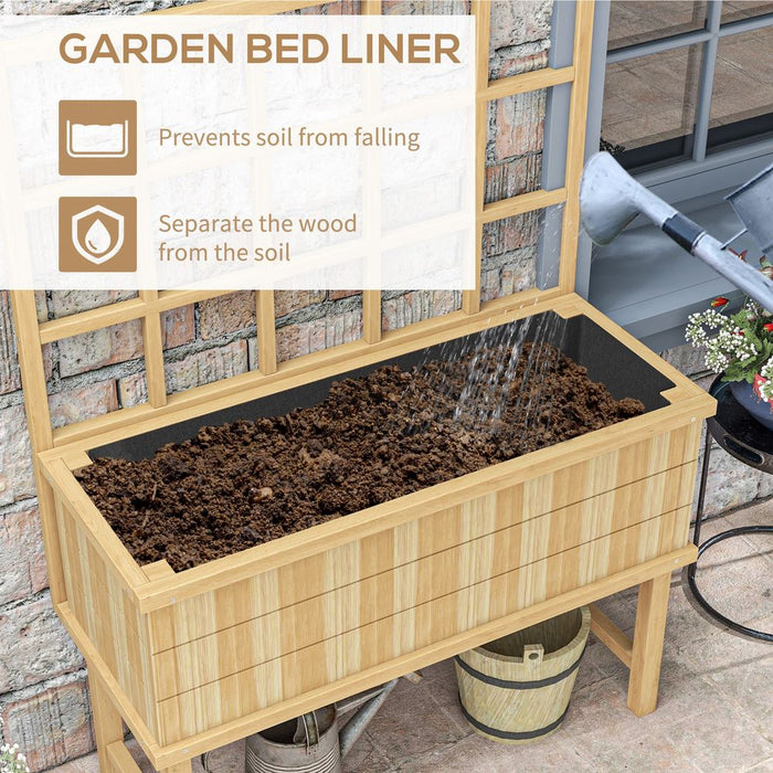 Premium Wooden Raised Planter w/ Trellis | Drain Holes | High-Quality Elevated Garden Bed