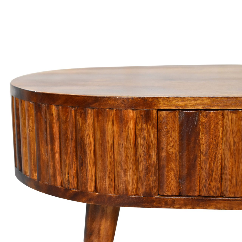 Artisan Furniture Solid Wood Stripe Chestnut Coffee Table, 2 Drawers, Dark Brown