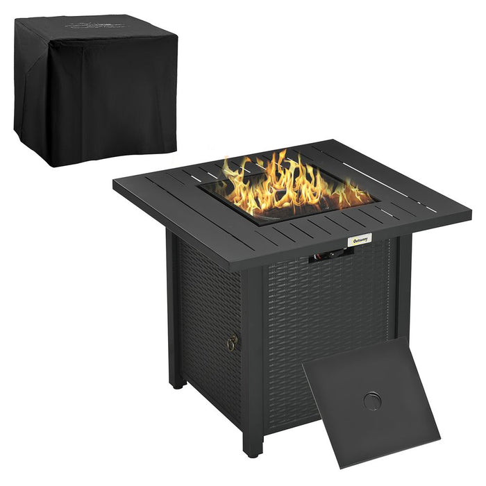 Outsunny Gas Firepit Table | 50,000 BTU | Protective Cover | Spark Guard