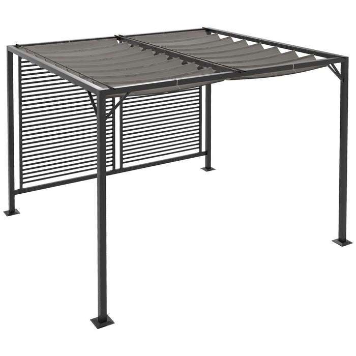 Outsunny Metal Pergola Sun Shelter Retractable Canopy - UV Cut