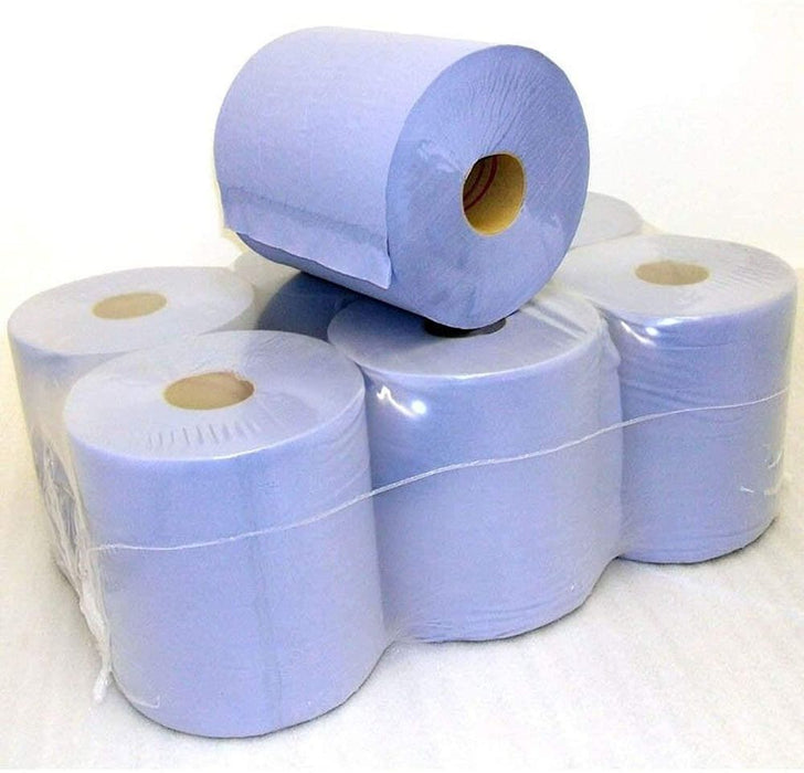 Centrefeed Dispenser 12 Blue Roll Paper Absorbant Embossed Wipe Hand Towel Tissue