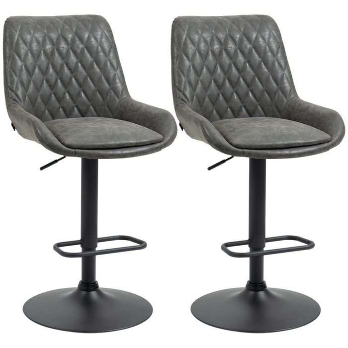 High-Quality HOMCOM Bar Stools Set of 2, Adjustable Swivel Chairs for Kitchen - Grey