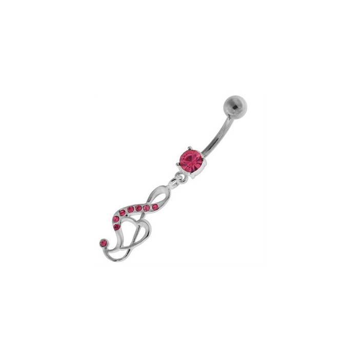 Jeweled Music Note Navel Belly Button Ring