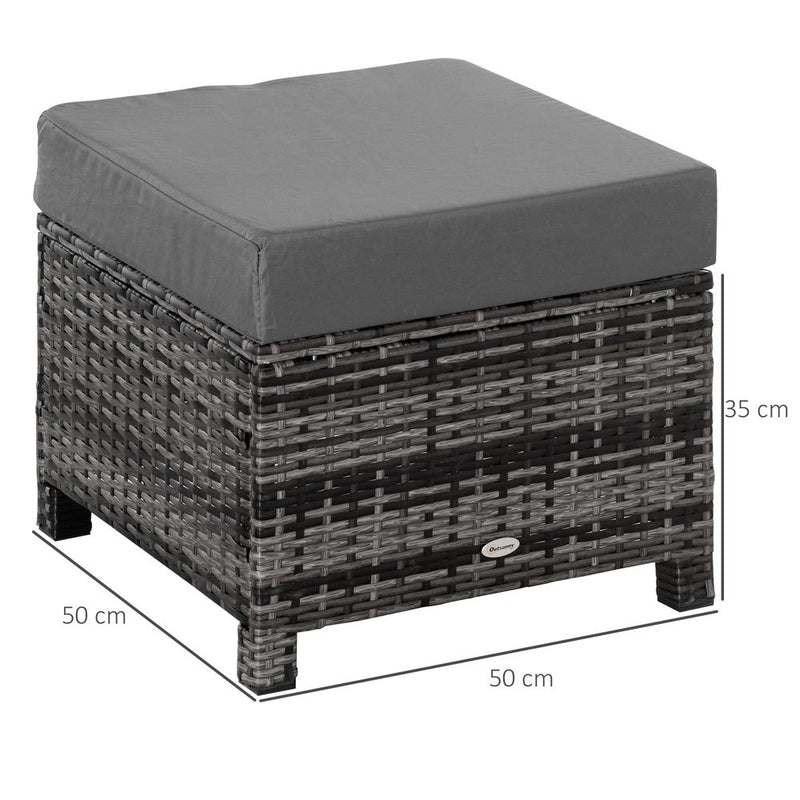 Premium Rattan Footstool Wicker Ottoman | Padded Seat Cushion | High Quality Furniture