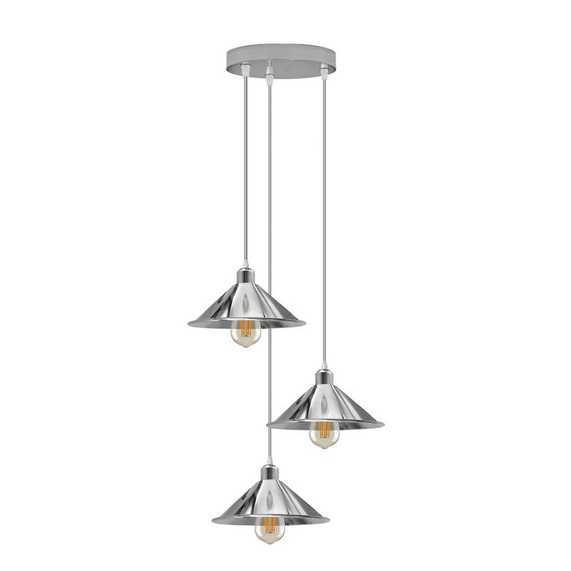 Vintage Industrial Pendant Light - 3 Head Round Base - High Quality - Rustic Charm - Easy Installation - Perfect for Any Room