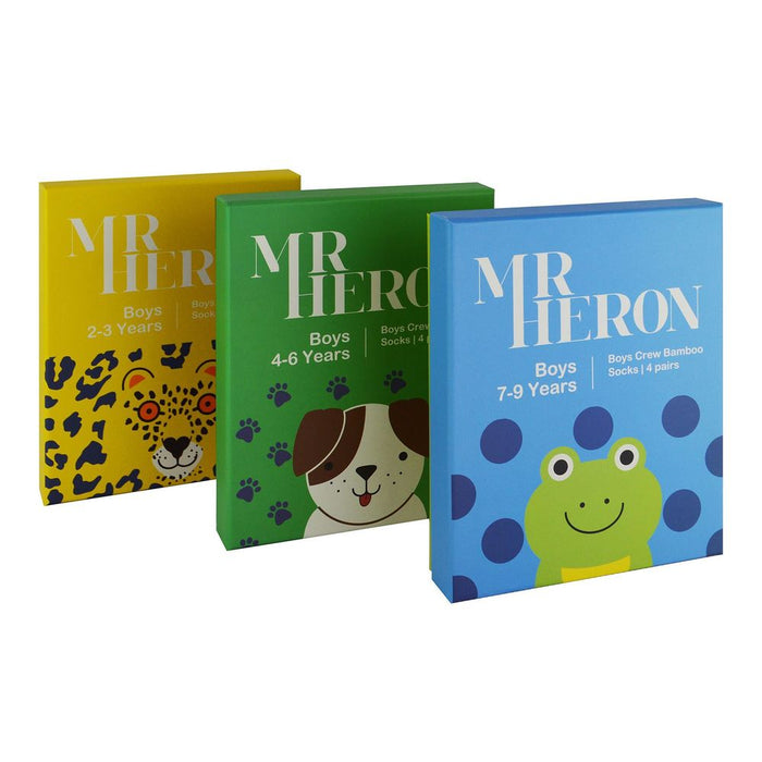 Mr Heron - Boys 4 Pair Animal Socks Box