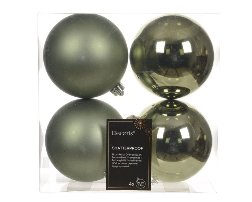 Shatterproof Rosemary Green Bauble 10cm Pack of 4 - Christmas