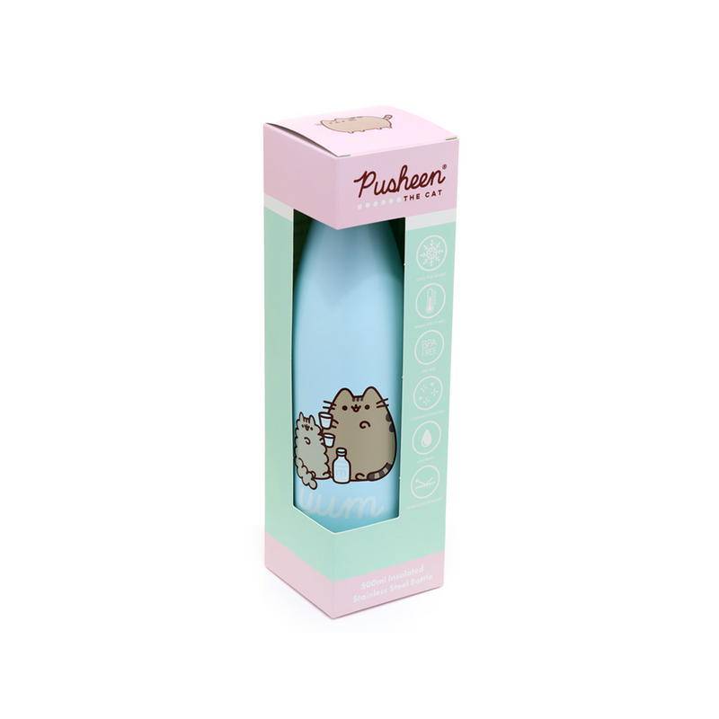 Reusable Stainless Steel Insulated Drinks Bottle 500ml - Pusheen the Cat Foodie