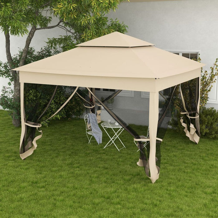 Premium Outsunny Garden Folding Tent - Heavy Duty Pop Up Gazebo for Parties, Weddings & Events - Cream