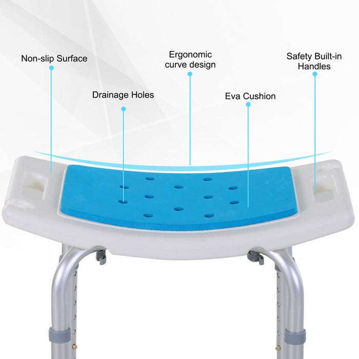 Premium Aluminum Bath Stool: Non-Slip, Adjustable, Spa Shower Chair | High-Quality, Easy-to-Assemble | 136KG Capacity