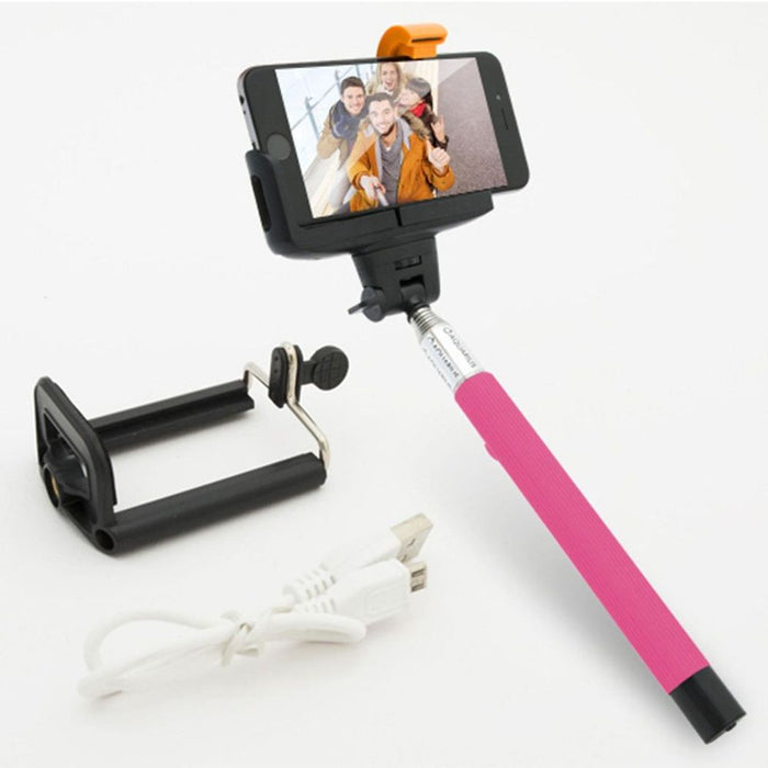 Aquarius Bluetooth Selfie Stick, Pink - Extendable Monopod with Remote Camera Control