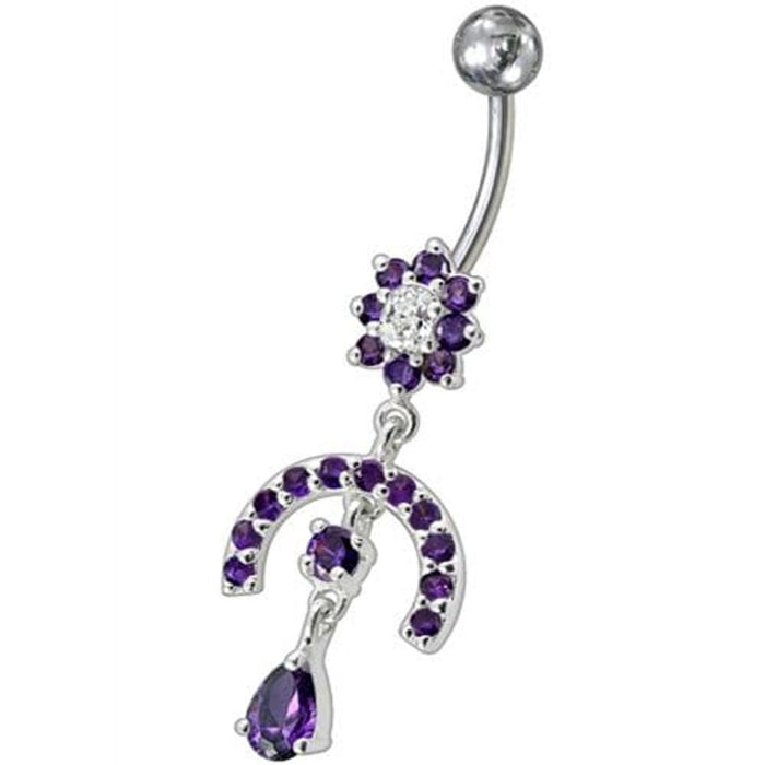 Fancy Studded Jeweled Dangling Navel Ring