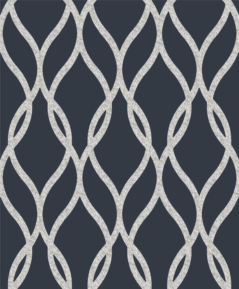 Premium Quality Sequin Trellis Navy/Silver - Professional Seller