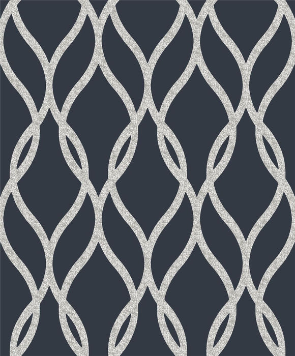 Premium Quality Sequin Trellis Navy/Silver - Professional Seller