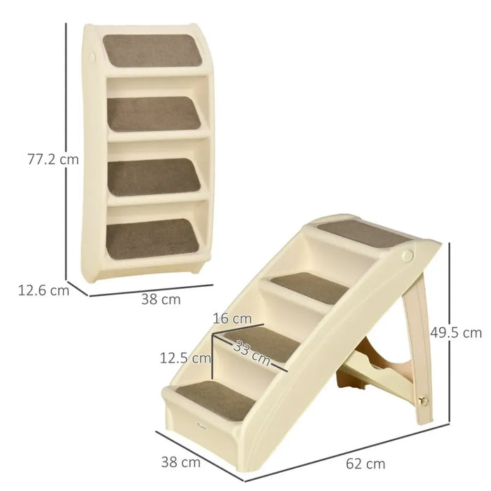 Portable Dog Steps - Non-Slip Pet Stairs for Bed, Sofa - Elderly, Disabled Pets - Beige