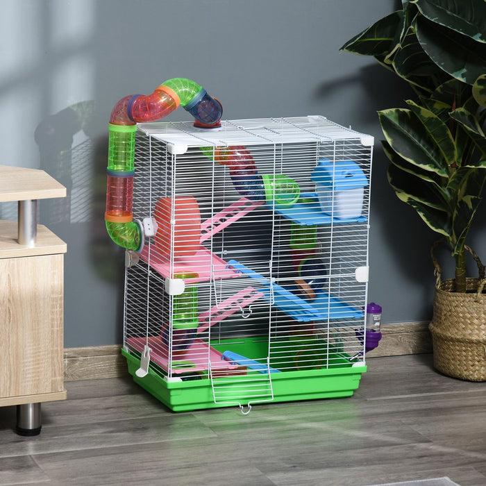 Ultimate 5-Tier Hamster Cage: Safe, Stimulating & Fun Habitat + Exercise Wheels & Tunnel