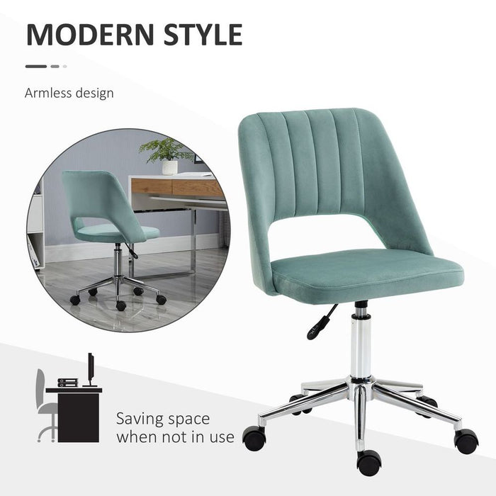 Luxurious Velvet Swivel Office Chair - Green - High Back - Comfortable - 120kg Capacity