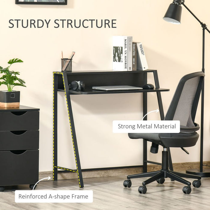 Stylish Computer Desk w/ Upper Storage Shelf, Durable Steel Frame, Perfect for Home or Office