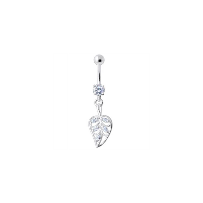 Jeweled Leaf Navel Belly Ring