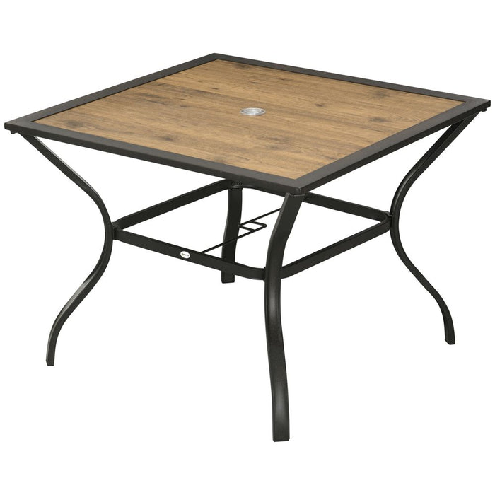 Outsunny Garden Table - Strong Steel Frame, PC Board Tabletop, Parasol Hole - Seats 4