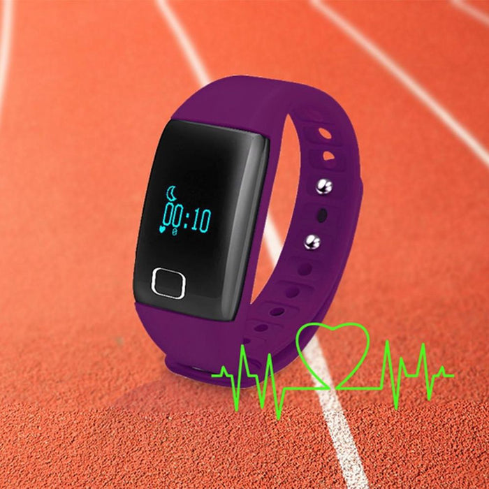 BaS-TeK T1 Waterproof Fitness Tracker with HRM - Purple