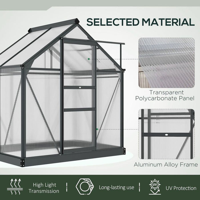 Premium 6x4ft Polycarbonate Garden Greenhouse | Aluminium Frame | Slide Door | High-Quality Shelter for Plants