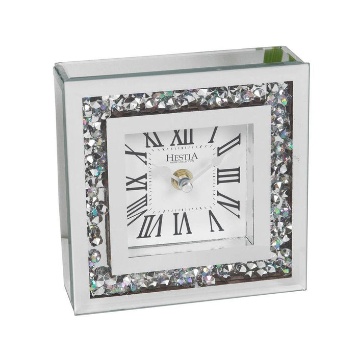 Hestia Crystal Border Mantel Clock HE1289CK - Luxurious, Reliable, Stunning Design - Perfect Gift