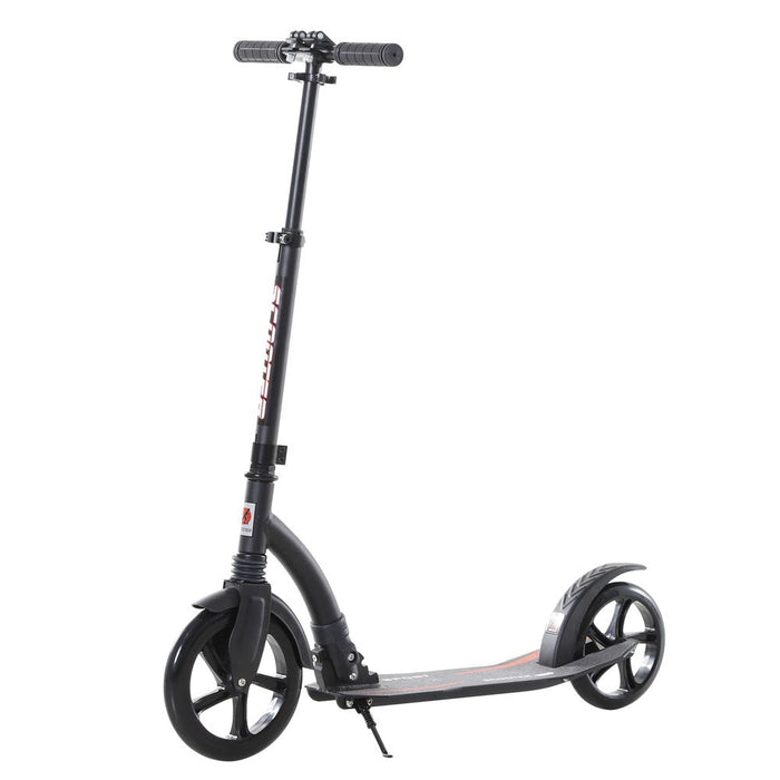 HOMCOM Folding Kick Scooter 2 Big Wheels Teens Adult 14+ Adjustable Ride On Black