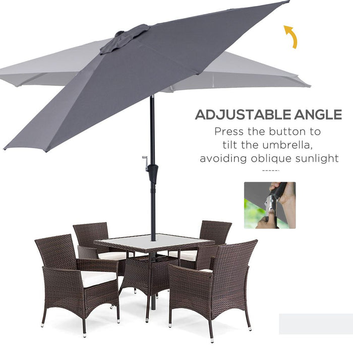 Outsunny 2.7m Patio Umbrella - Aluminum Frame, Grey