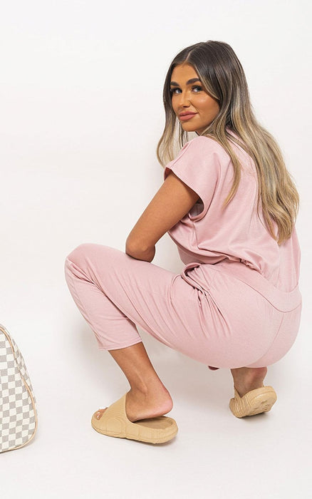 Short Sleeve Boxy Lounge Wear Co-ord Set